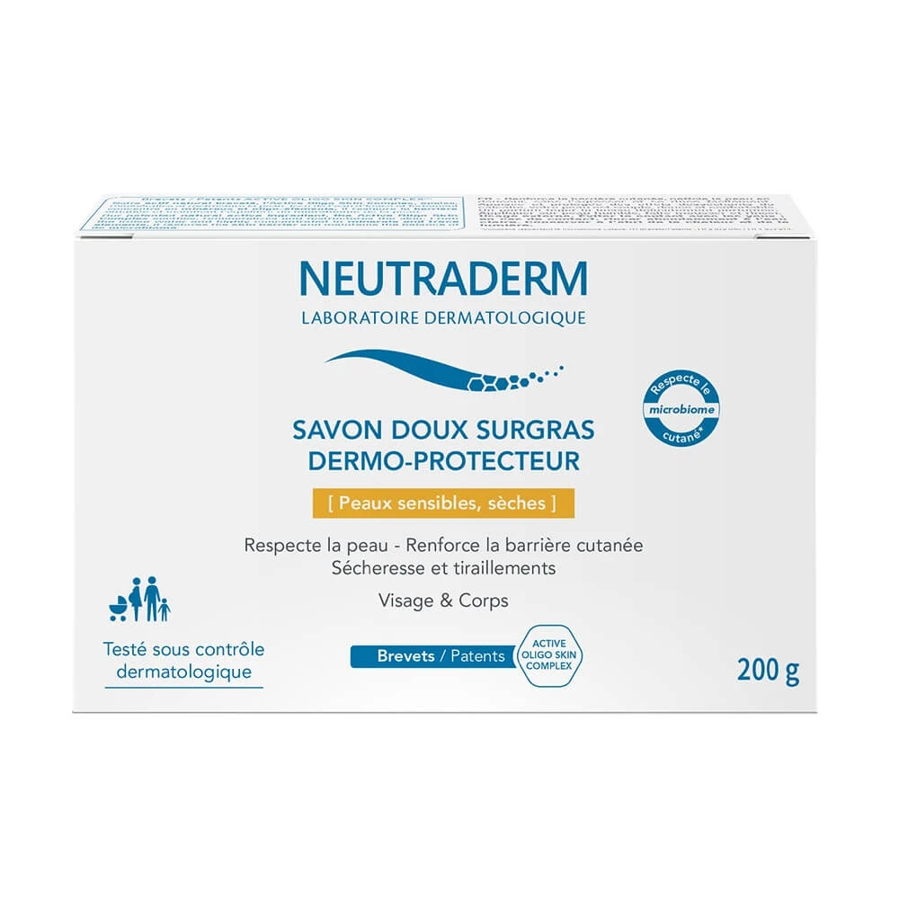 Neutraderm Sanfte dermo-schützende feste Seife von Surgras Trockene Haut 200g