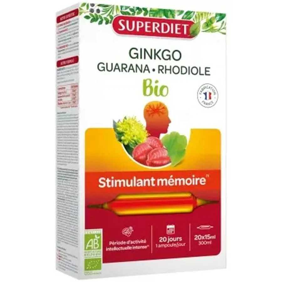 Superdiet Bio Ginkgo Boost 20 15 ml Ampullen