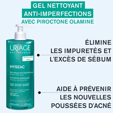 Uriage Hyseac Gel de curățare purifiant Piele mixtă sau grasă Peaux Mixtes A Grasses 500ml