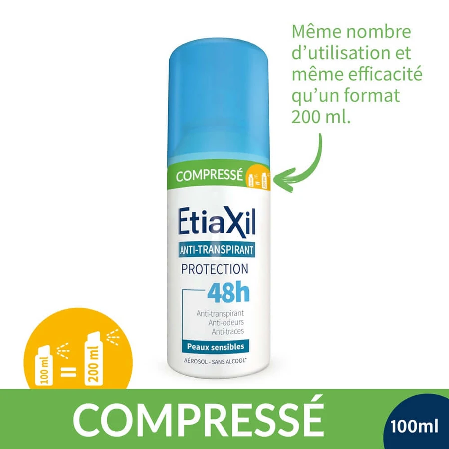 Etiaxil Antiperspirant Deodorant Comprimat 48h Protejează pielea sensibilă 2x100ml