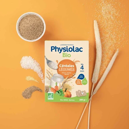 Physiolac Bio-Getreide Gemüse Kürbisse Karotten Spinat Ab 4 Monaten 200g