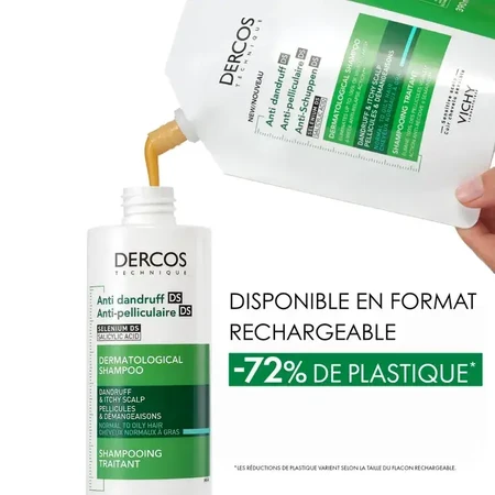 Vichy Dercos Shampoo zur Behandlung von Schuppen und Juckreiz Normales bis fettiges Haar 390ml