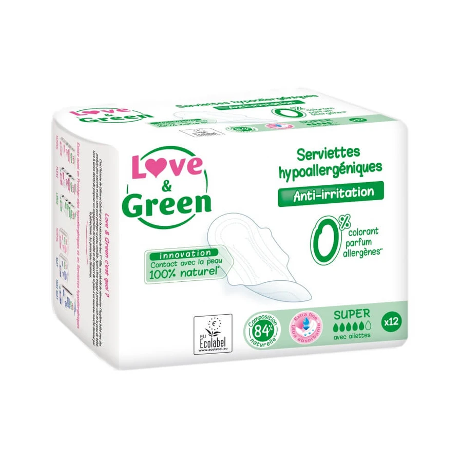 Love&Green Anti-Irritation Super Hypoallergene Pads x12