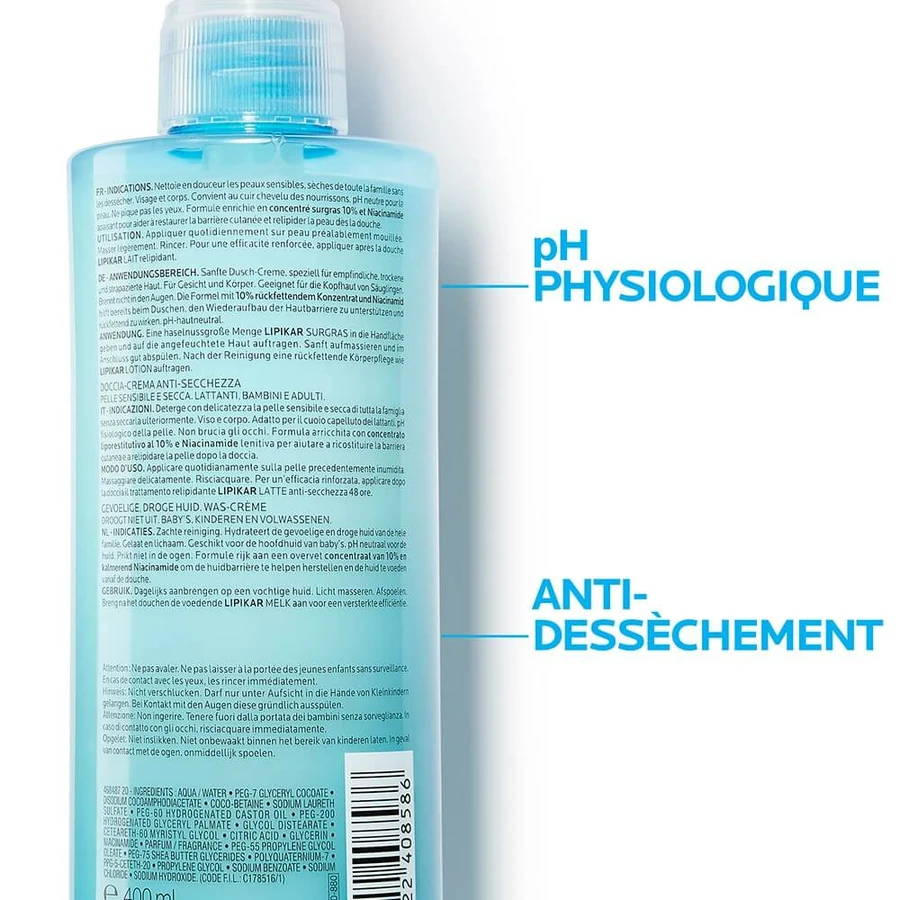 La Roche-Posay Lipikar Reinigende Douchecrème Anti-Droogte Droge Huid 750ml