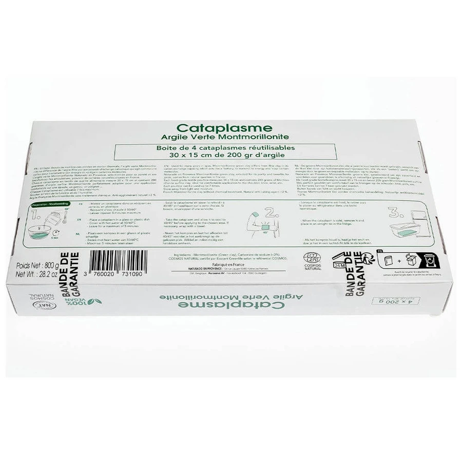 Naturado Cataplasme Argile Verte Montmorillonite 30x15cm 4x200g