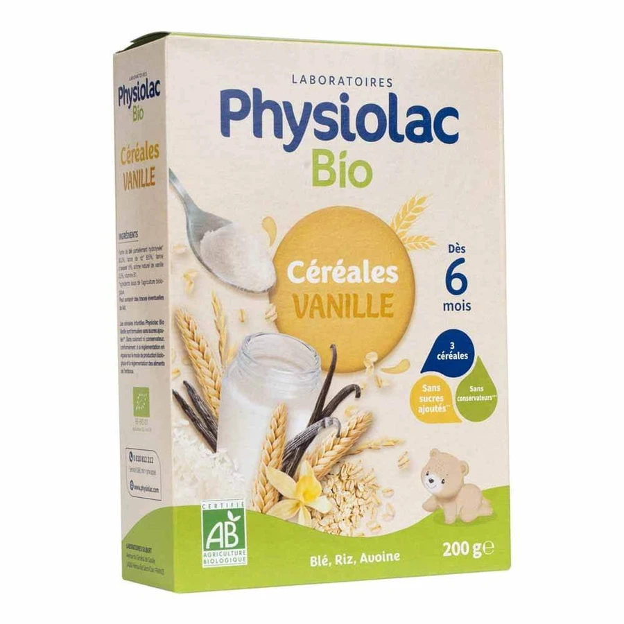 Physiolac Granen Rijst Blauw Vanille Haver 6 maanden Biologisch 200g