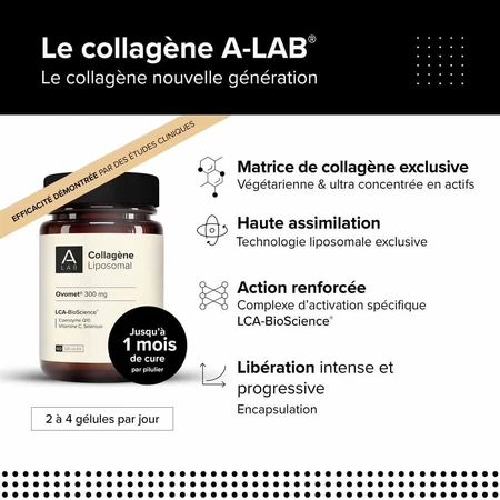 A-LAB Colagen lipozomal 300 mg Anti-îmbătrânire Hidratant pentru articulații 60 capsule