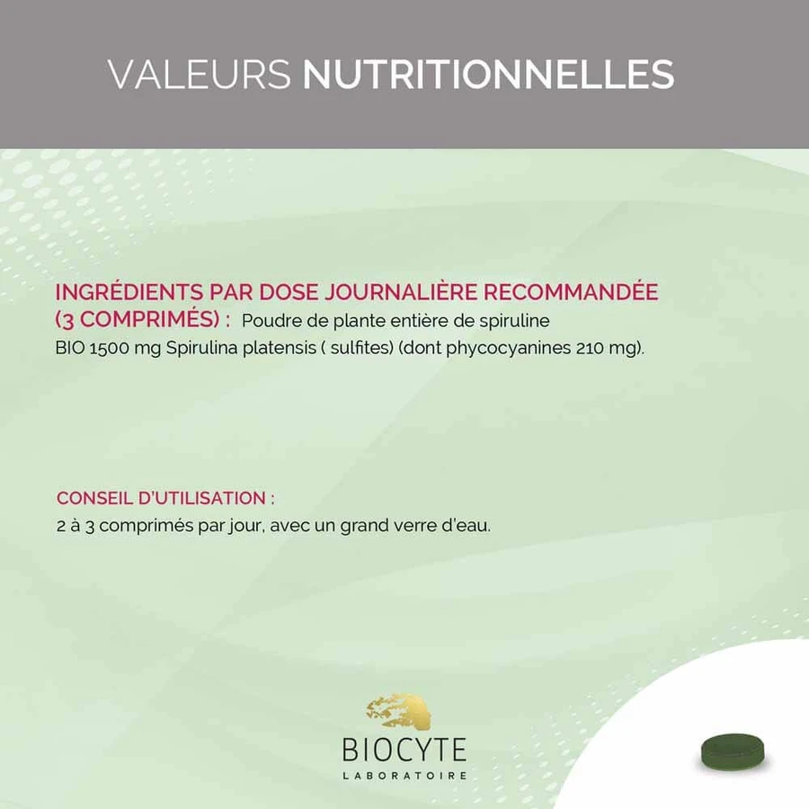 Biocyte Santé Spiruline 1500mg BIO 60 comprimés