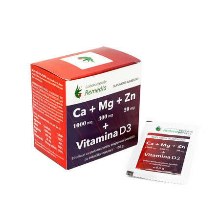 Ca+Mg+Zn+Vit D3, 20 Portionsbeutel, Remedia