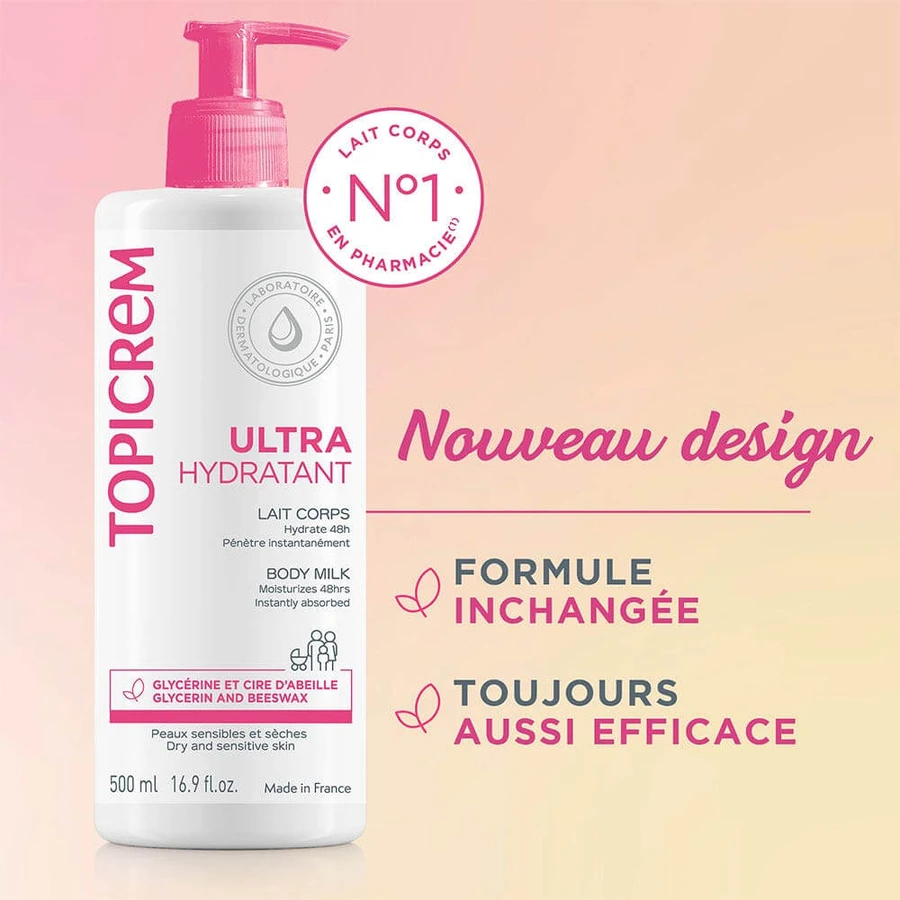 Topicrem Ultra-Hydratant Ultra-Hydrating Body Milk Sensitive and Dry Skin Peaux Sensibles Et Seches 500ml