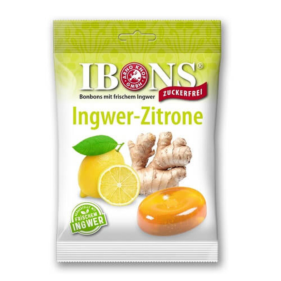 Zuckerfreie Tropfen mit Ingwer und Zitrone, 75 g, Ibons