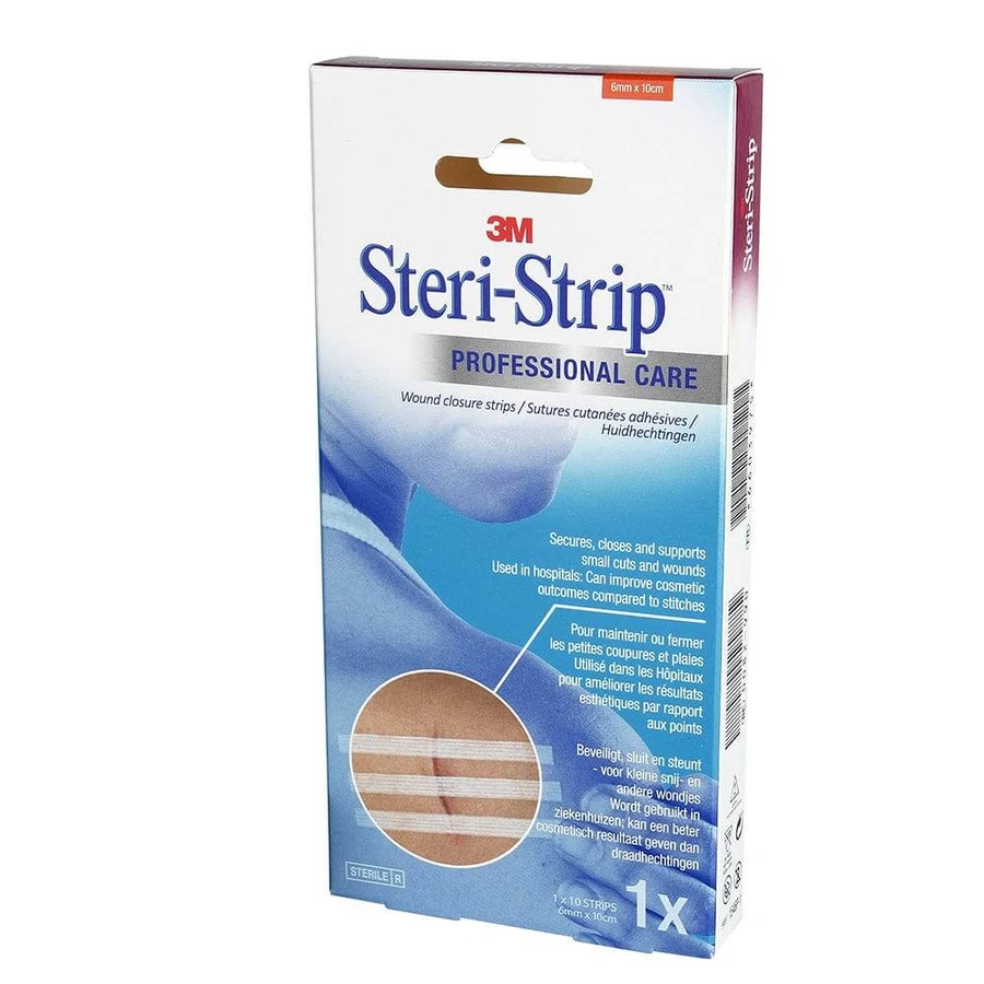 3M Steri-Strip Steriles selbstklebendes Hautnahtmaterial 6mmx10cm 1x 10 Streifen