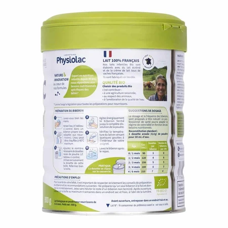 Physiolac Bio-Milchpulver 1 Für Säuglinge von 0 bis 6 Monaten