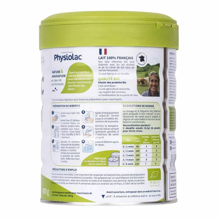 Physiolac Bio-Milchpulver 1 Für Säuglinge von 0 bis 6 Monaten