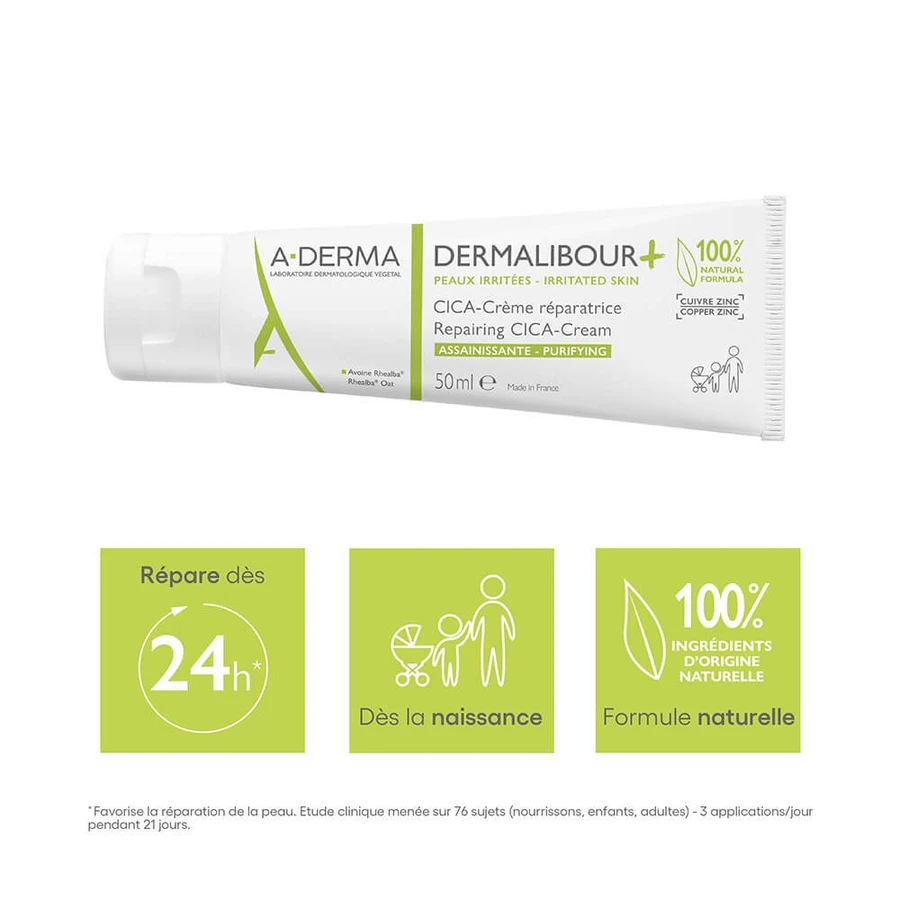 A-Derma Dermalibour+ CICA-Cream Restrukturierend Reinigend Irritierte Haut 50ml