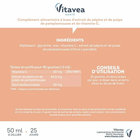 Vitavea Santé Grapefruitkernextrakt Natürliche Abwehrkräfte 100ml