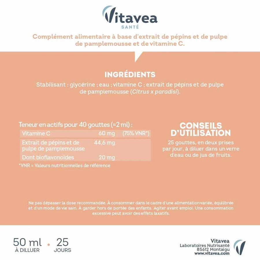 Vitavea Santé Grapefruitkernextrakt Natürliche Abwehrkräfte 100ml