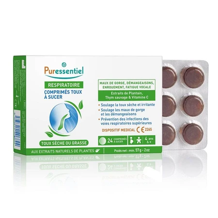Puressentiel Respirație uscată sau tuse cu wheezing 24 comprimate masticabile