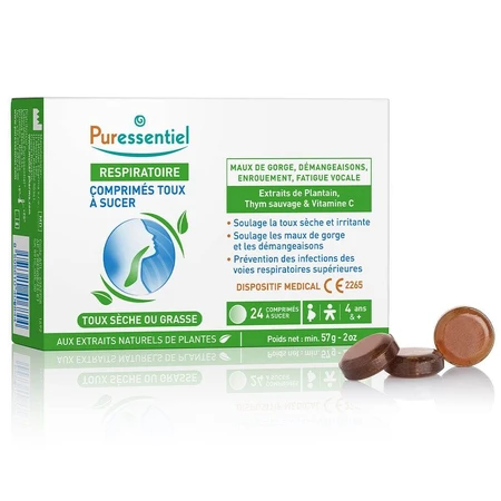 Puressentiel Respirație uscată sau tuse cu wheezing 24 comprimate masticabile