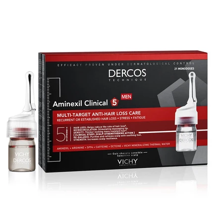 Tratament împotriva căderii părului pentru bărbați Dercos Aminexil Clinical 5, 21 fiole x 6 ml, Vichy