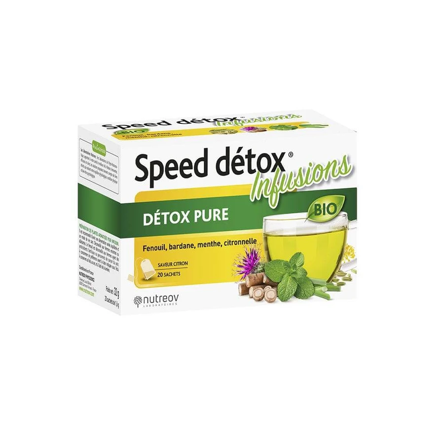 Nutreov Speed Detox Infuzii pure de detoxifiere cu aromă de lămâie 20 pliculețe