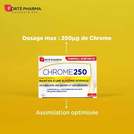 Forté Pharma Chrome 250 Maintien d'une Glycémie Normale 30 Tabletten