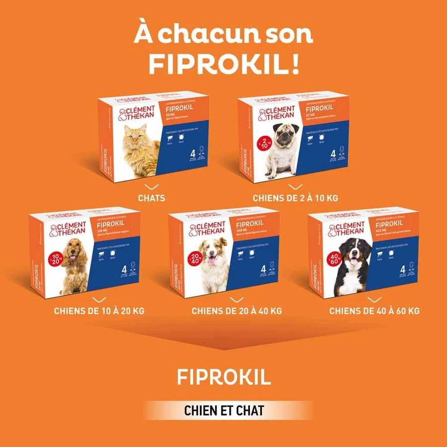 Clement-Thekan Fiprokil Fleas and Ticks for Dogs 2-10 kg 0.67ml x 4 pipettes