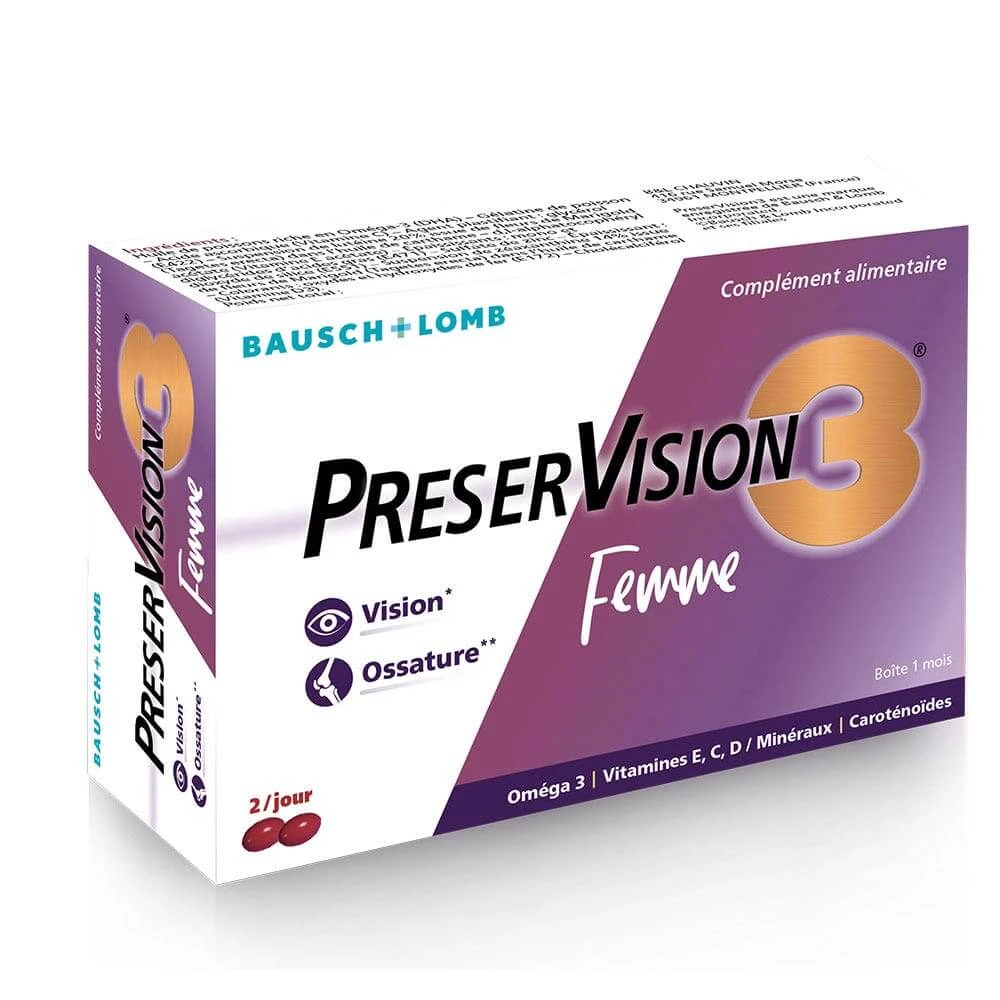 Bausch&Lomb Preservision Nahrungsergänzungsmittel für Augen und Knochen für Frauen 3 60 Kapseln