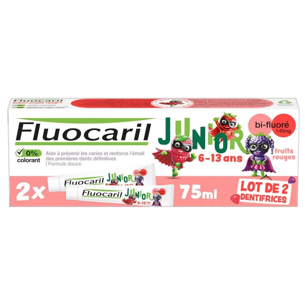 Fluocaril Zahnpasta Junior 6-12 Jahre Rote Früchte 6-12 Ans 2x75ml