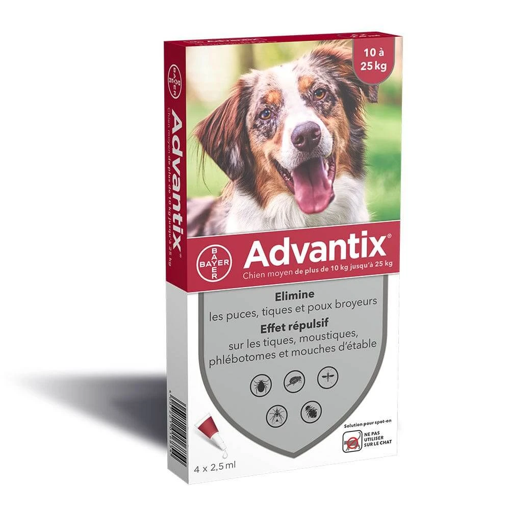 Advantix 4 Einzeldosis-Pipetten für mittelgroße Hunde 10-25kg 25kg