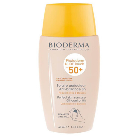 Fluid crema pentru piele mixta si grasa SPF 50+ Foarte Deschis  Photoderm Nude Touch, 40 ml, Bioderma