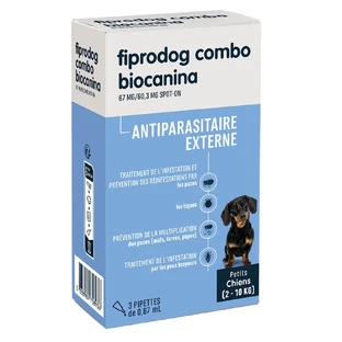 Biocanina Spot-On antiparazitar extern pentru câini mici de la 2 la 10 kg combo fiprodog 3 pipete
