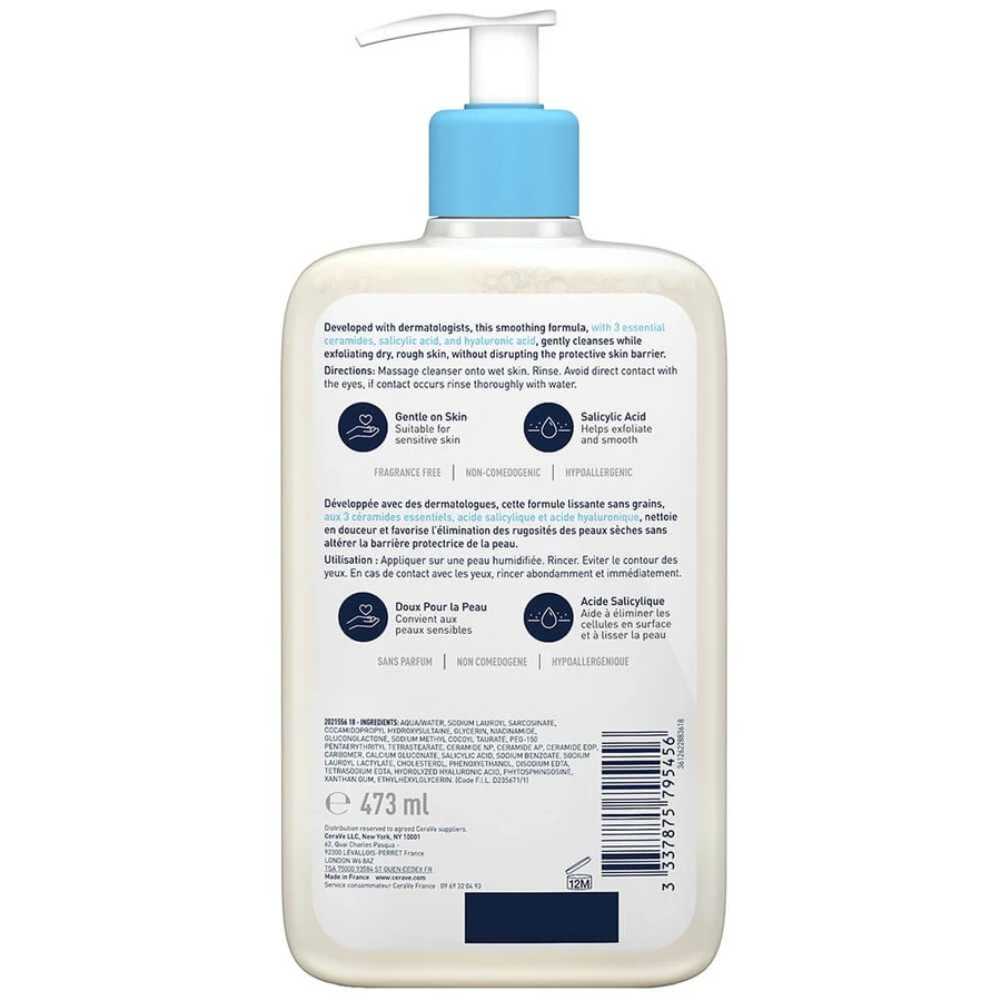 Cerave Body SA Smoothing Cleansing Gel Piele uscată, aspră și crăpată 473ml