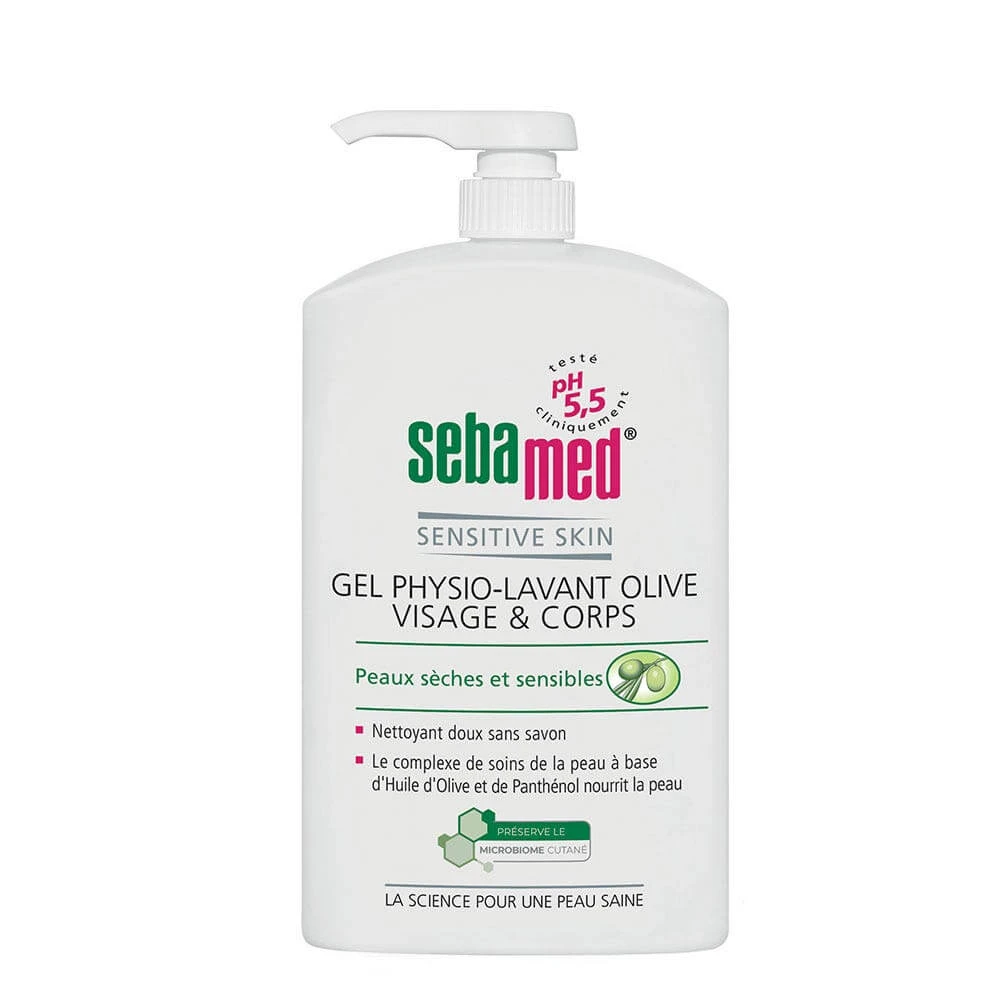 Sebamed Olive Physio Reinigungsgel für Gesicht und Körper trockene und empfindliche Haut 1L