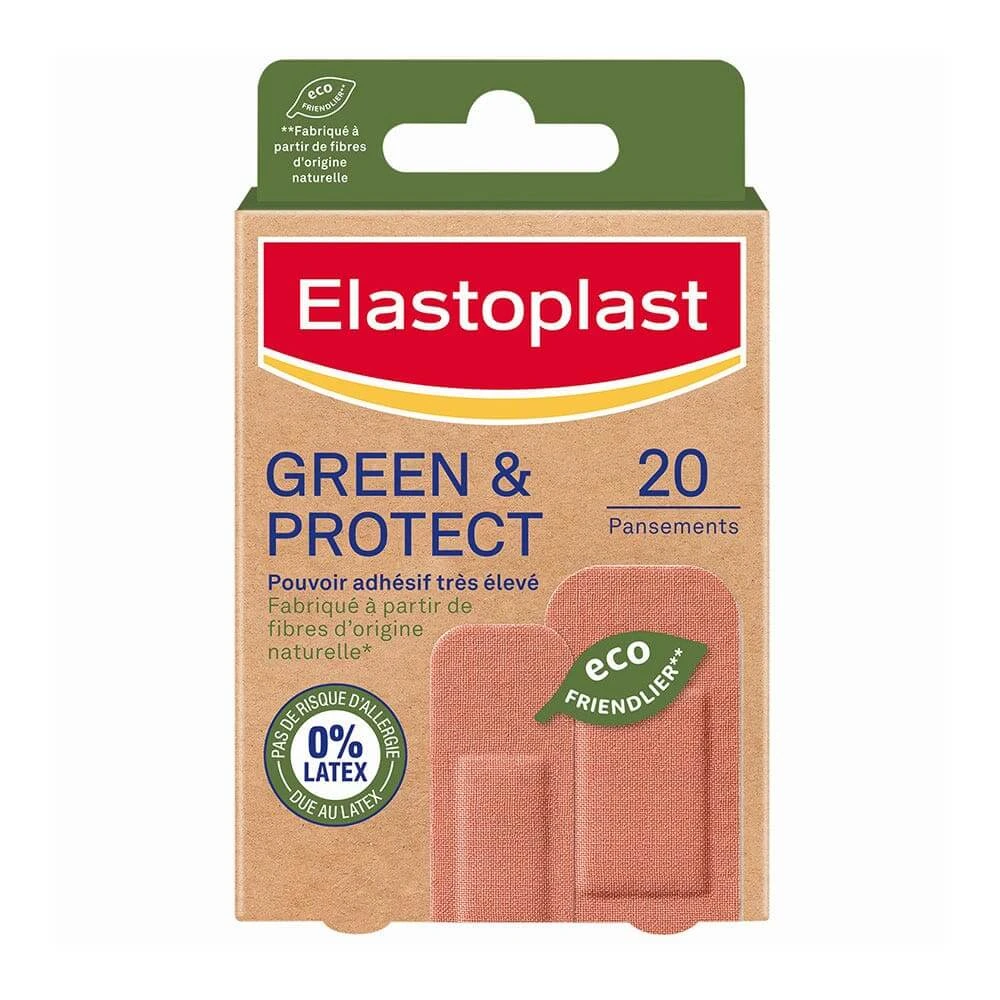 Elastoplast Green & Protect 0% Latex Sehr hohe Klebkraft - 2 Formate 20 Pflaster
