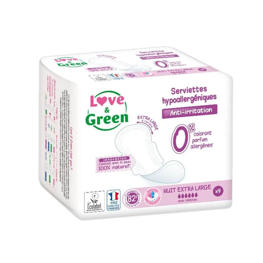 Love&Green Notte 9 tampoane anti-iritare extra mari