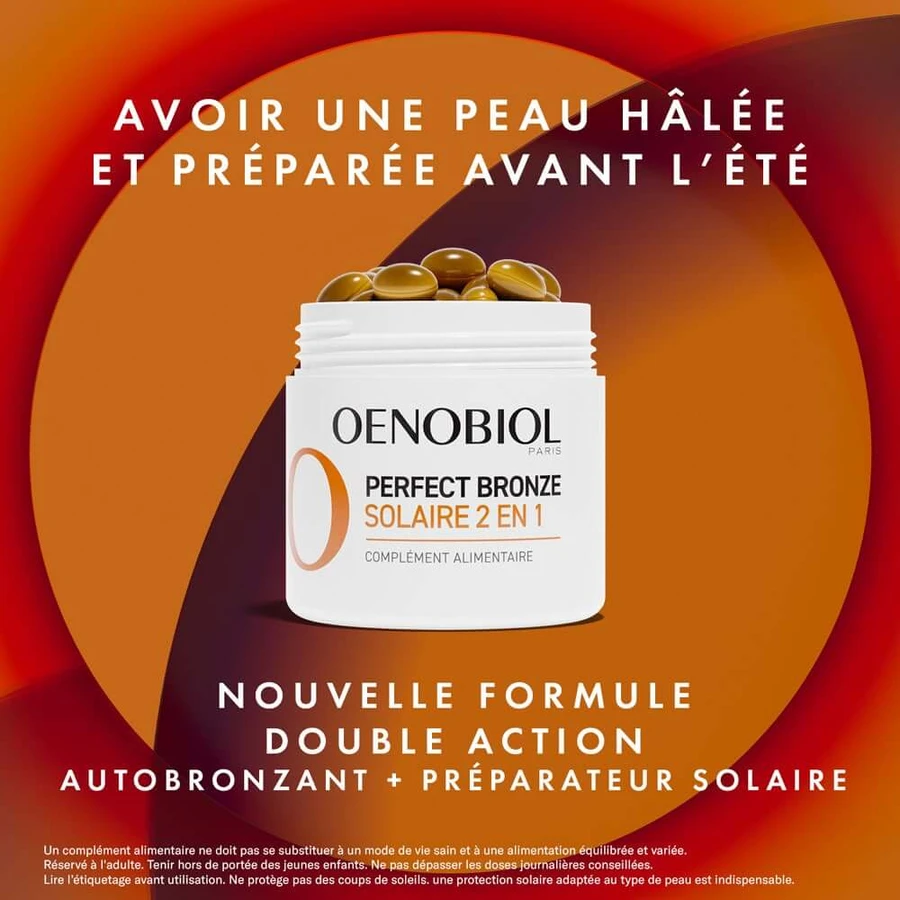 Oenobiol Perfect Bronze I Solari 2 en 1 Autobronceador y protección solar 60 cápsulas vegetales