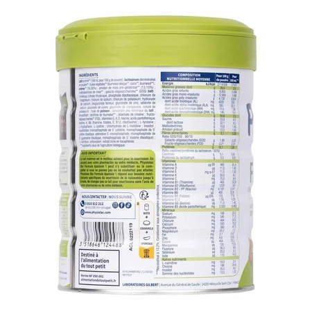 Physiolac 1 Bio Formule dense De 0 A 6 Mois 800g