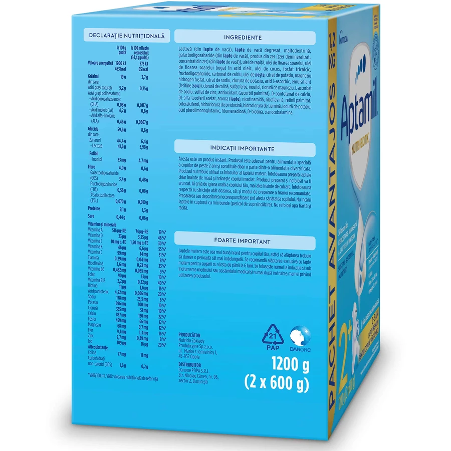 Aptamil Junior 2+ Milchpulver-Nahrung, 1200 g, 24-36 Monate, Nutricia
