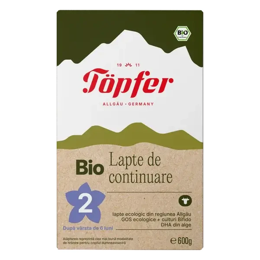Formulǎ de lapte praf Bio 2 Lactana , +6 luni, 600 gr, Topfer
