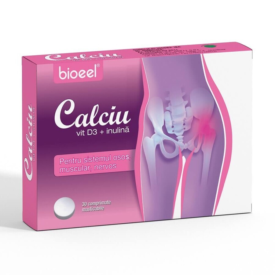 Calciu + D3 + Inulina, 30 comprimate, Bioeel