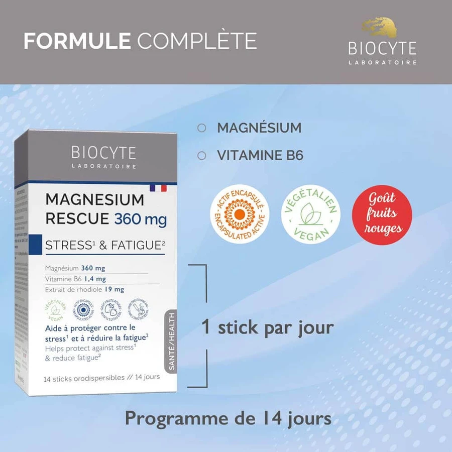 Biocyte Magnesium Rescue 360mg Stres Et Oboseală 14 Sticks