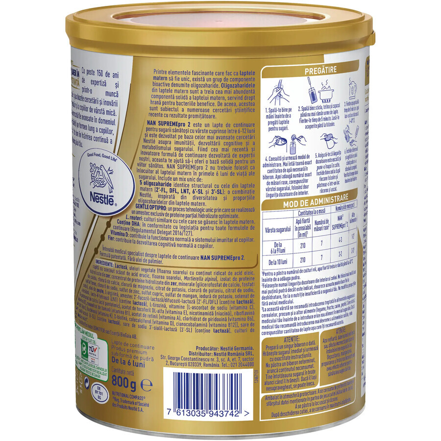 Nan 2 Supreme Pro Milchpulver-Nahrung, 800 g, Nestlé
