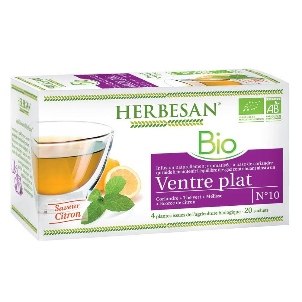 Herbesan Bio-Koriander-Aufguss für einen flachen Bauch Zitronen-Aroma 20 Säckchen