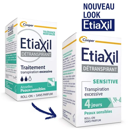 Etiaxil Detraspirant Tratament împotriva transpirației excesive a axilei cu roll-on Piele sensibilă 2x15ml