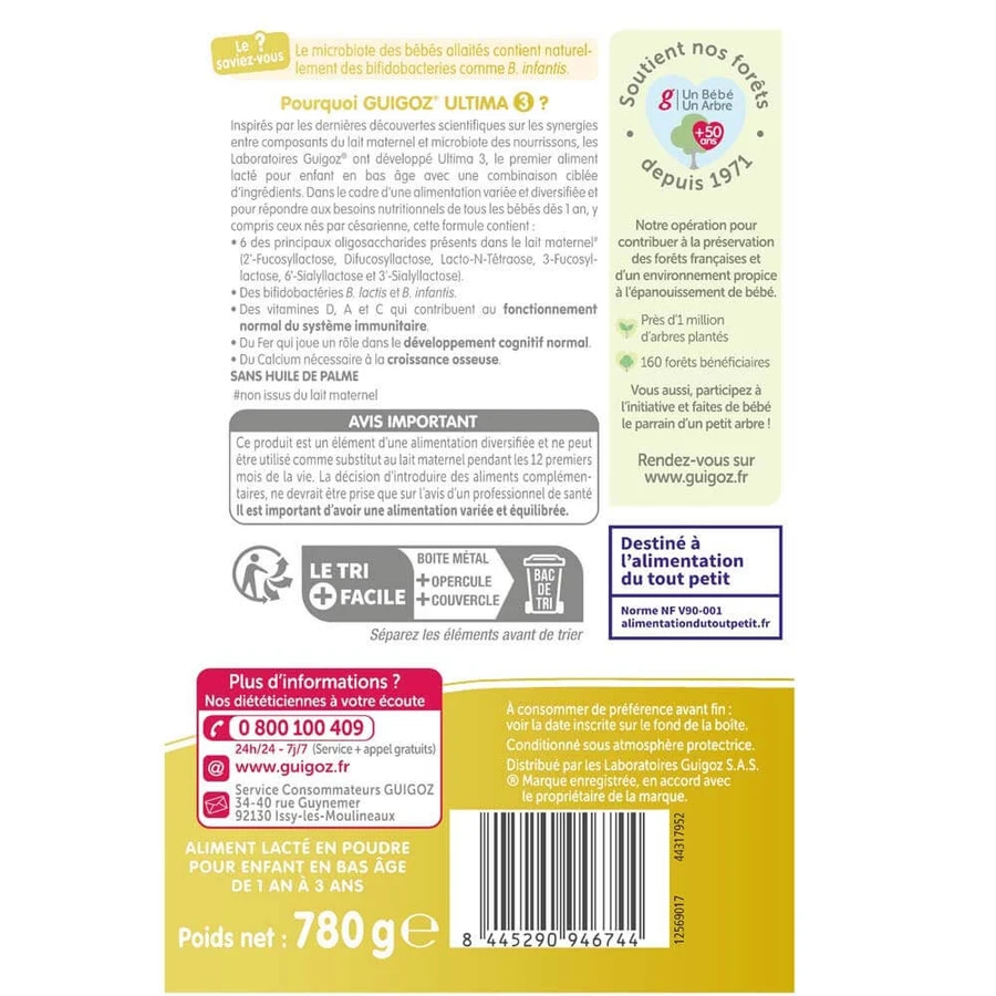 Guigoz Ultima Latte in polvere Premium 3 Da 12 mesi 780g