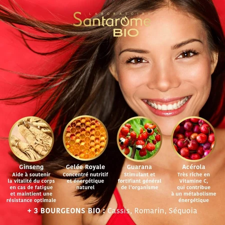 Santarome Ginseng Royale Guarana Acerola 20 Organic Vitalité 20 fiole