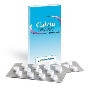 Wapń + Witamina D3 + Witamina C, 24 tabletki, Amniocen