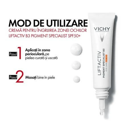 Crema contorno occhi antirughe con SPF 50+ Liftactiv B3, 15 ml, Vichy