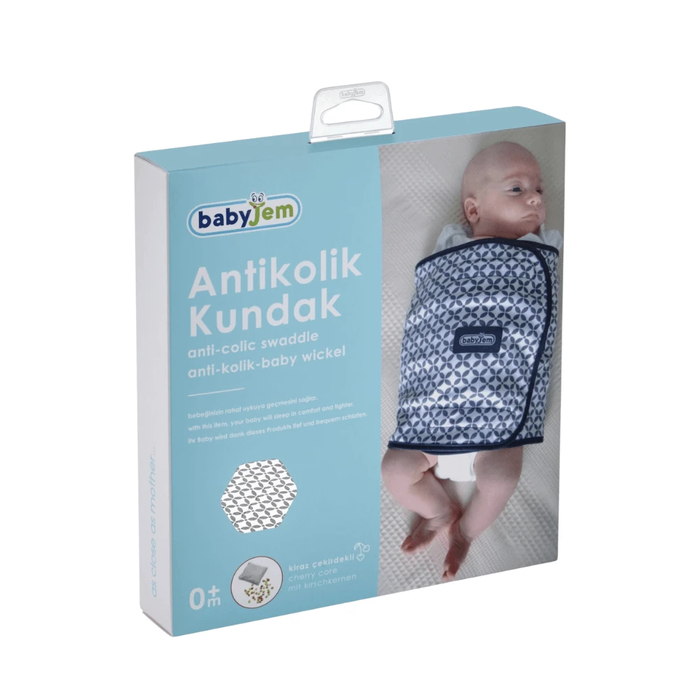 Wickelsystem mit Anti-Kolik-Kissen aus Kirschkernen, 0 Monate+, BabyJem